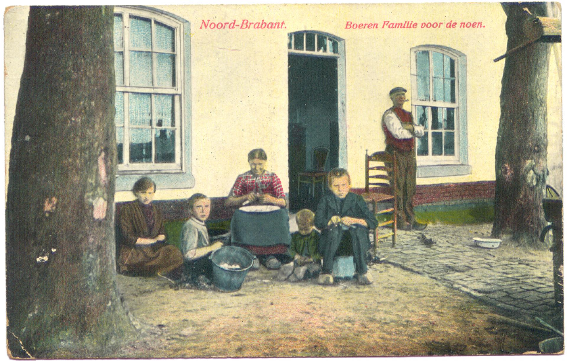 Boerenfamilie voor de noen